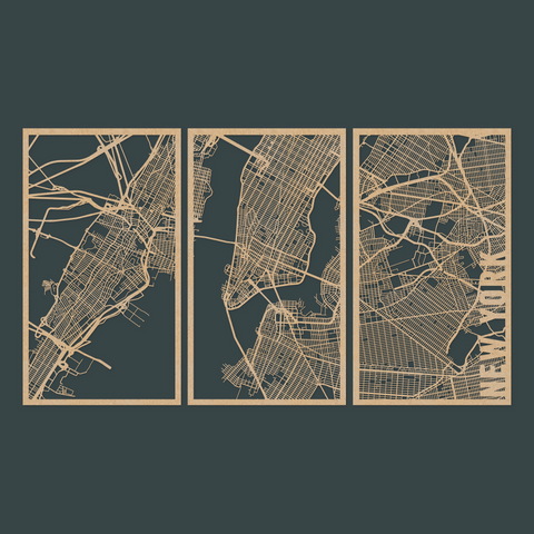 NEW YORK Stadtplan aus Holz