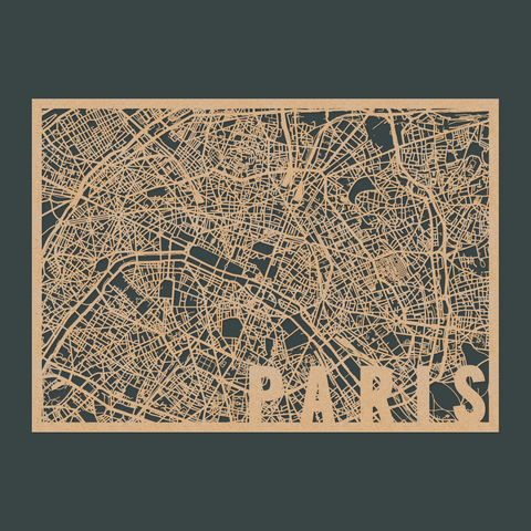 PARIS Stadtplan aus Holz