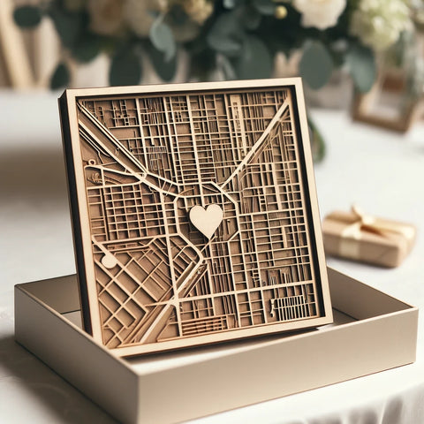 Hochzeitsgeschenk - Stadtkarte aus Holz